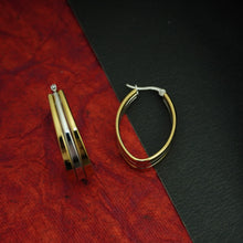 Two-Tone Oval Hoop Earrings