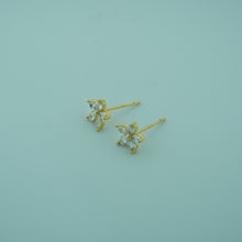 Dainty Floral Stud Earrings with Marquise Cut CZ Stones