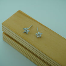 Elegant Silver Floral Stud Earrings with Marquise Cut CZ Stones