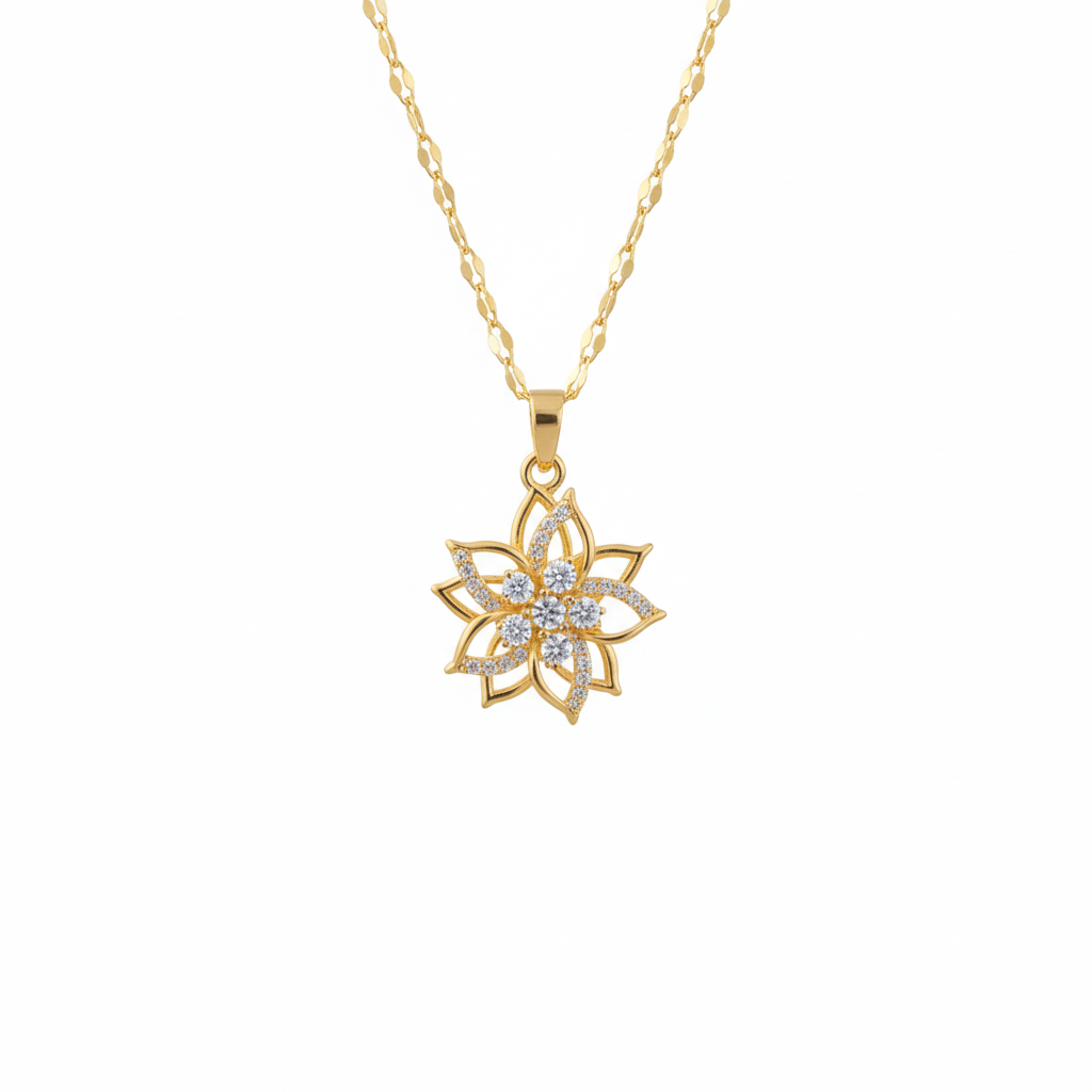 Radiant Bloom Diamond Pendant Necklace
