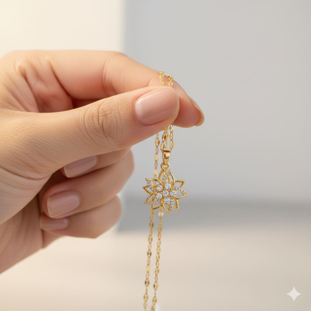 Radiant Bloom Diamond Pendant Necklace