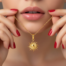 Radiant Sun Pendant Necklace Gold Plated