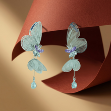 Silver Butterfly Wing Amethyst White Stone Drop
