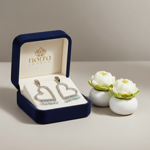 Silver Crystal Heart Drop Earrings Norra London