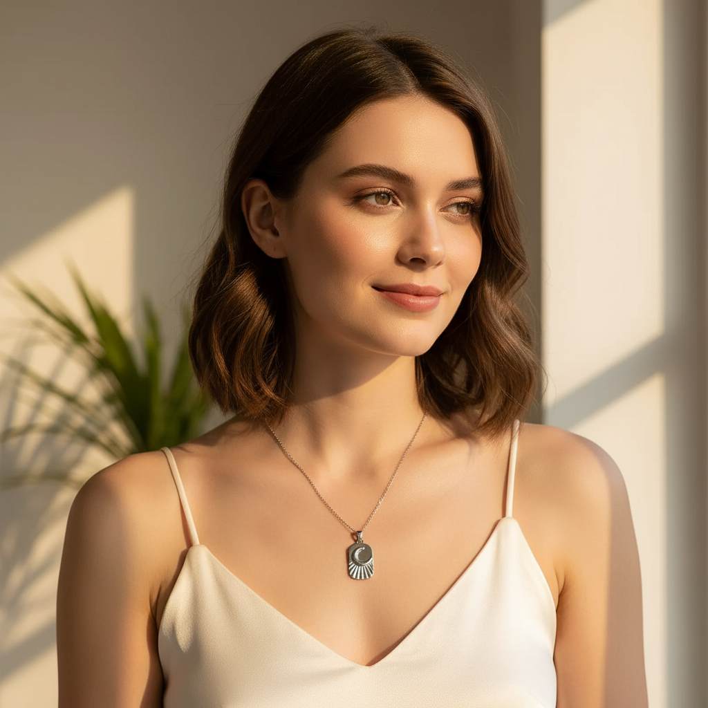 Silver Plated Crescent Moon Pendant