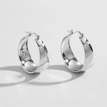 Silver Plated Wide Dome Hoop Earrings