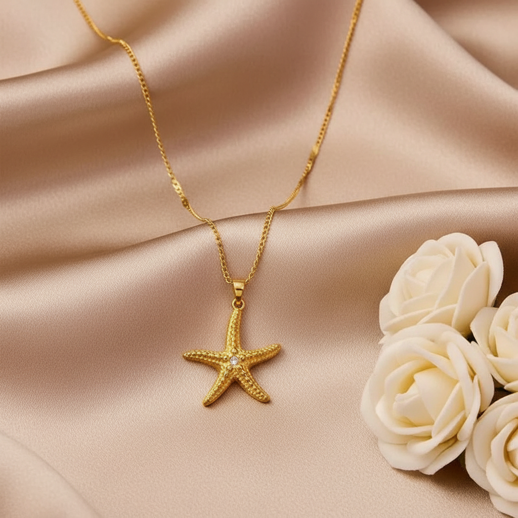 Starfish Pendant Necklace Gold Plated 