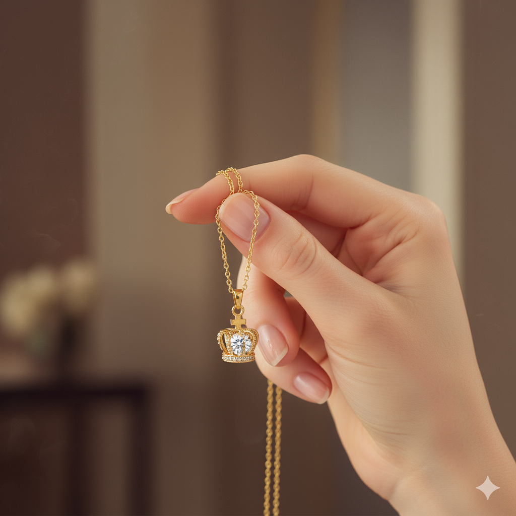 Majestic Crown Pendant Necklace