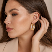 Two Tone Triple Layer Hoop Earrings