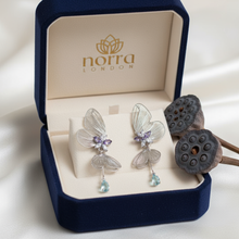 Lilac & Aqua Butterfly Statement Earrings