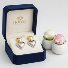 Two-Tone Heart Drop Earrings