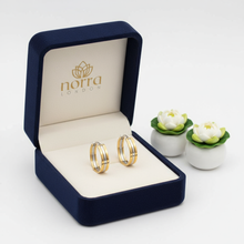 Two-Tone Oval Hoop Earrings